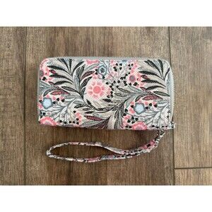 Floral Dual-Zip Wristlet Wallet & Organizer with Removable Strap